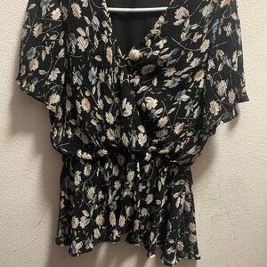 Floral Black and White Women's Top